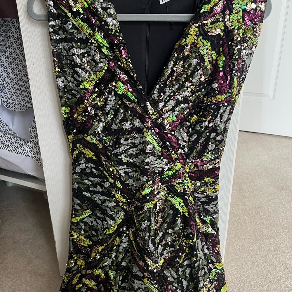 Zara Black and Gold Sequin Dress